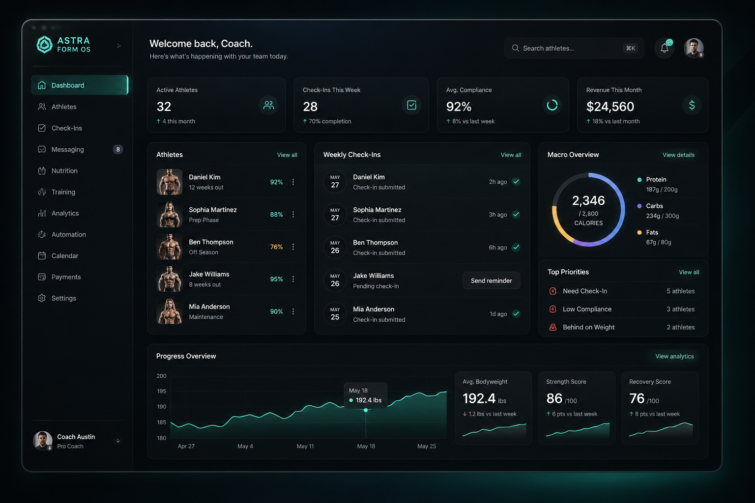 Astra Form OS — Coach Dashboard